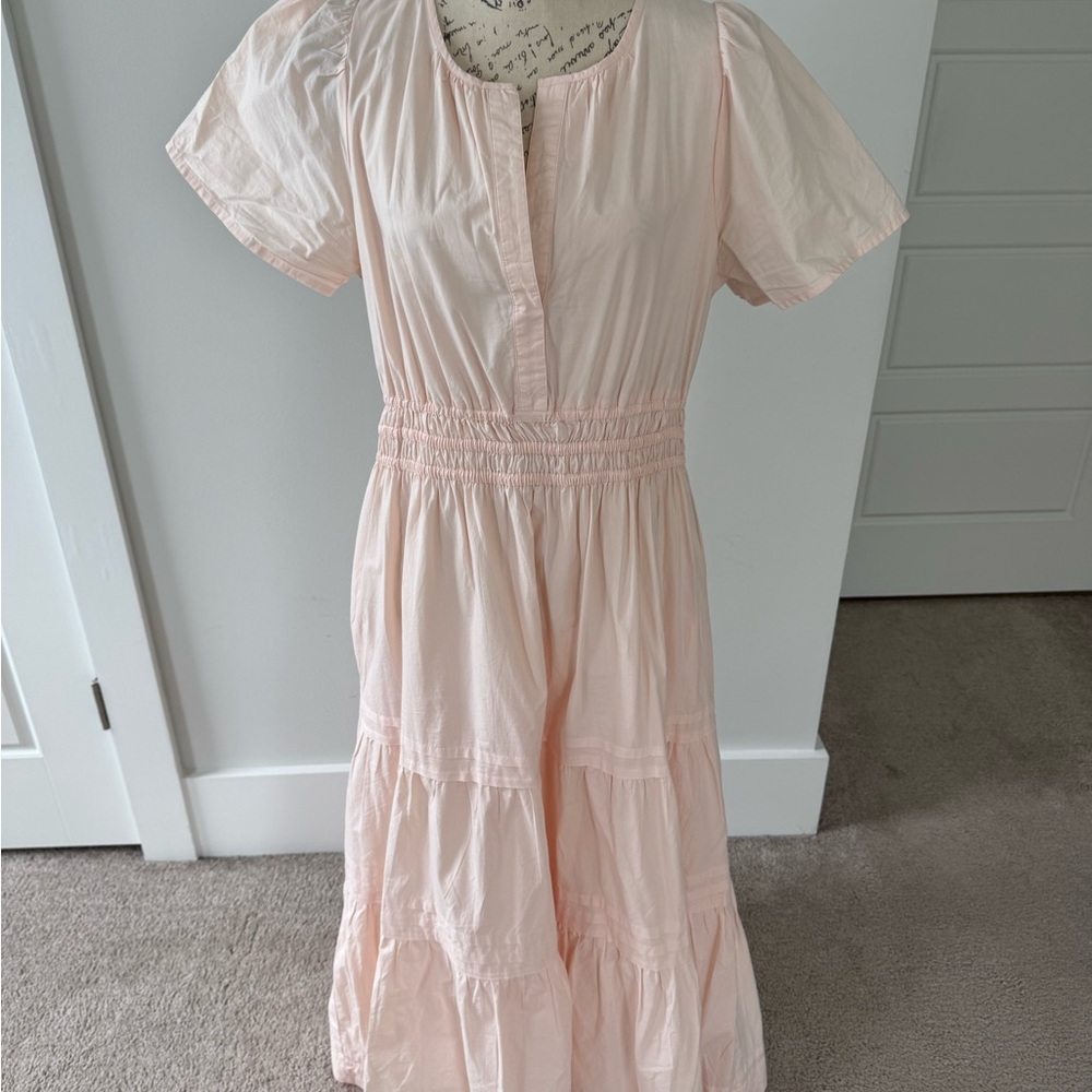 Anthropologie Somerset Light Pink Tiered Maxi Dress in Size L